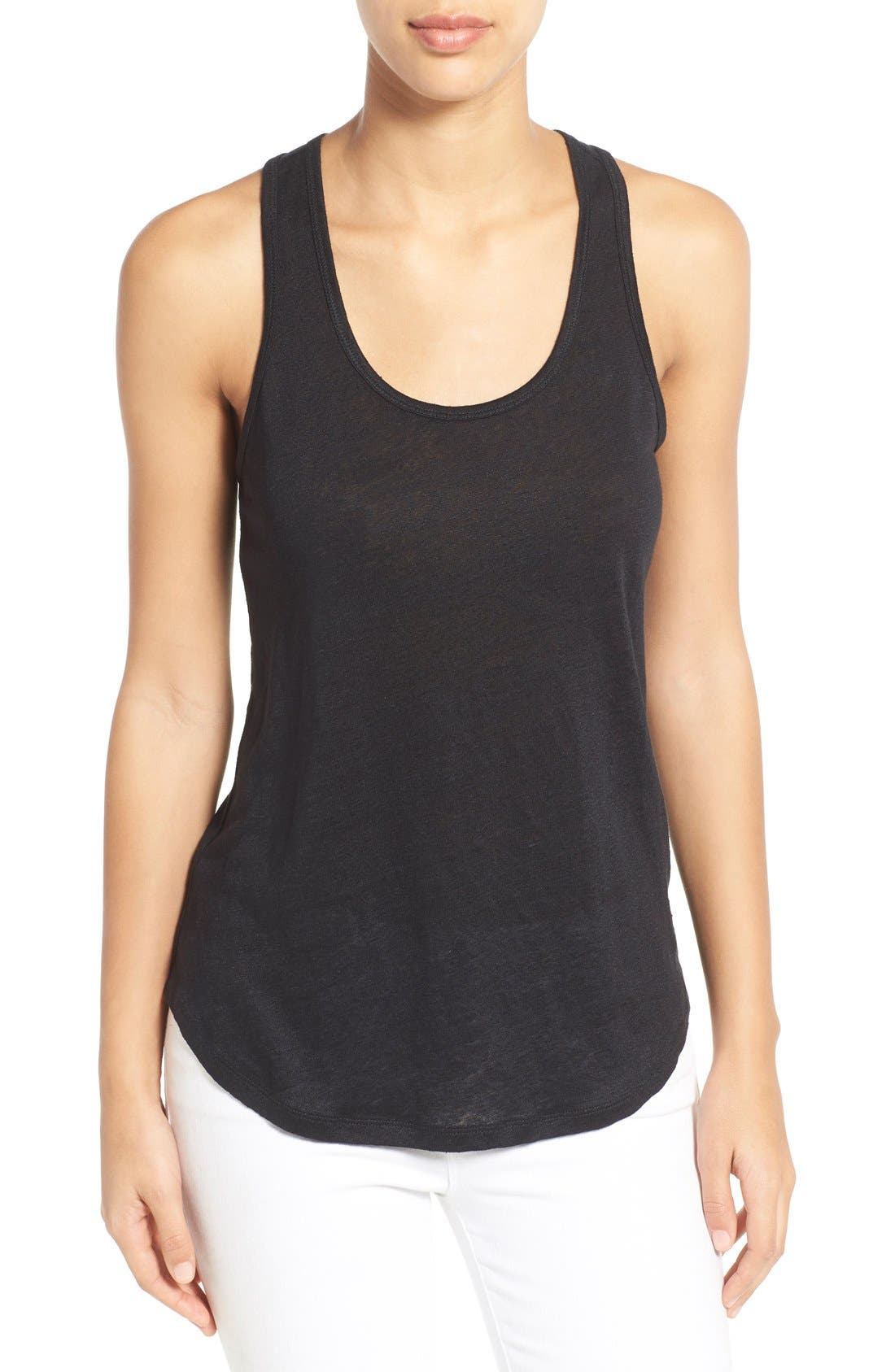 Caslon® Racerback Linen Tank (Regular & Petite) Nordstrom