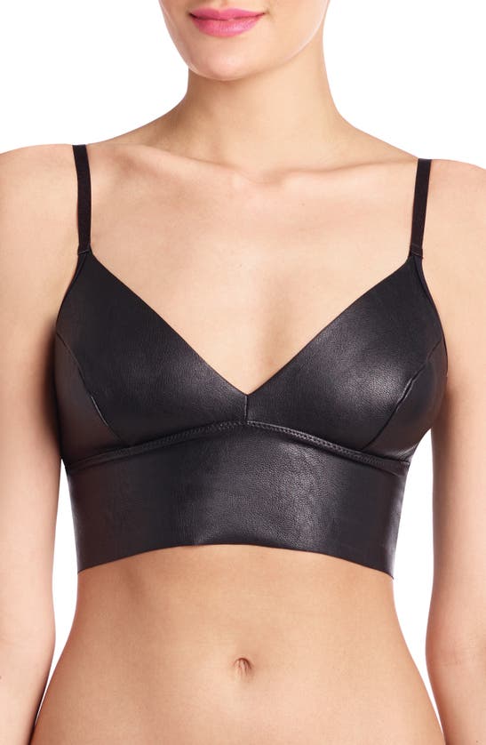 Commando Faux Stretch-leather Soft-cup Bralette In Black