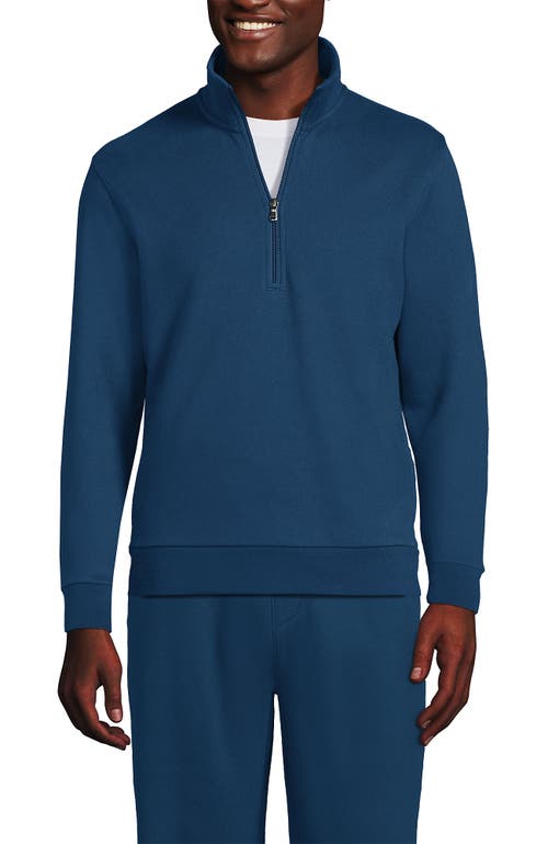 Shop Lands' End Long Sleeve Serious Sweats Half Zip Mock Sweatshirt In Evening Blue