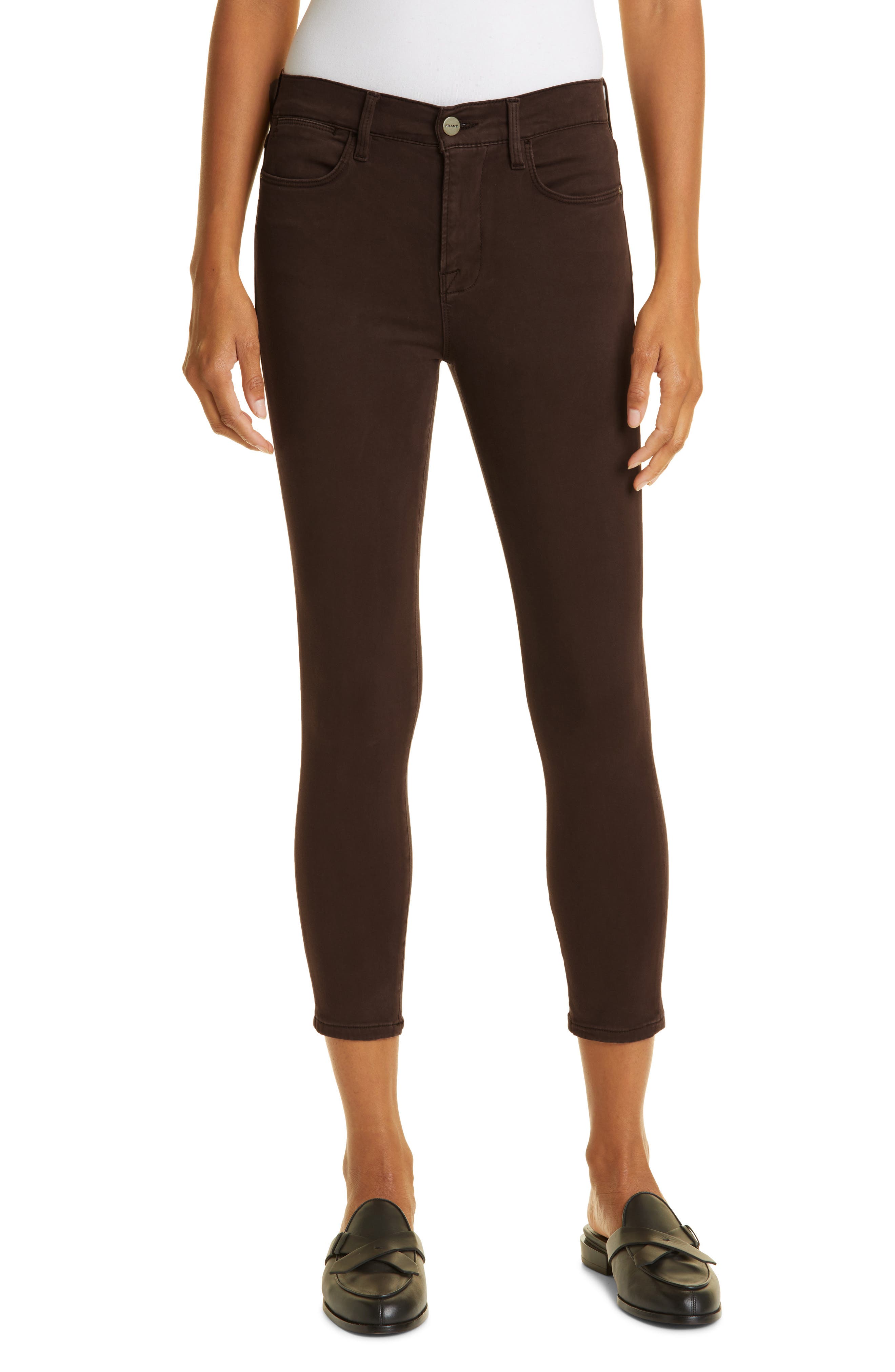 brown skinny pants for ladies