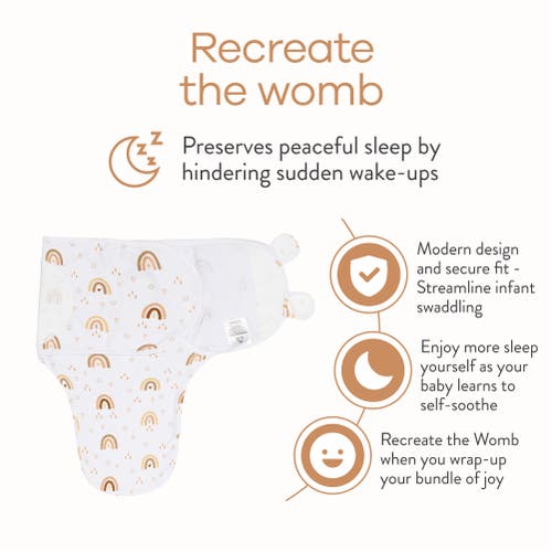 Comfy Cubs Easy Swaddle Blanket In Rainbow Bohemian