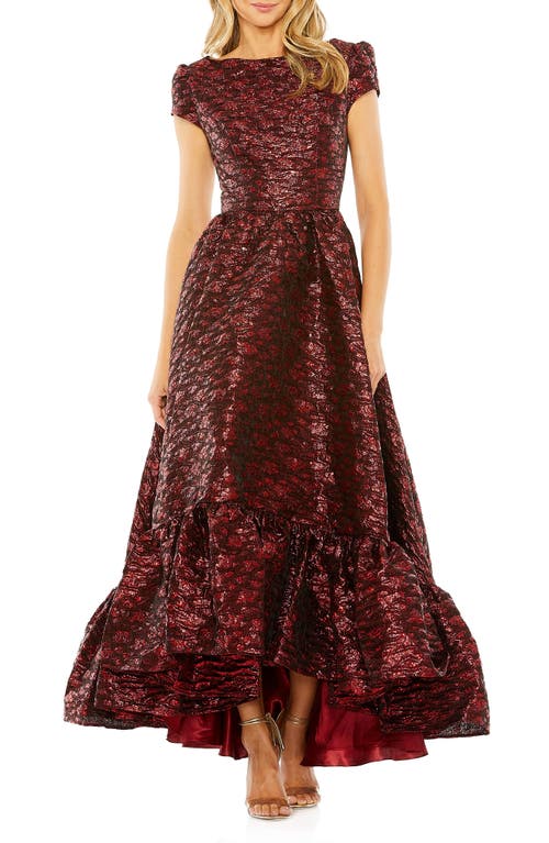 Mac Duggal Puff Sleeve Brocade High-Low Cocktail Dress Ruby at Nordstrom,