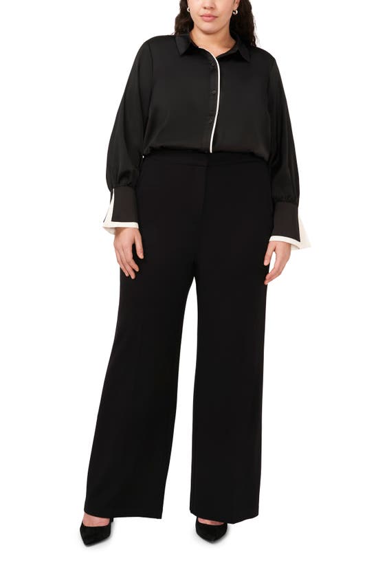 Shop Halogen (r) High Waist Straight Leg Pants In Rich Black