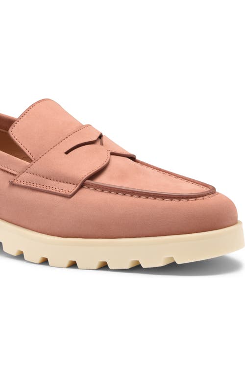 Shop Santoni Pink Nubuck Lugsole Loafer