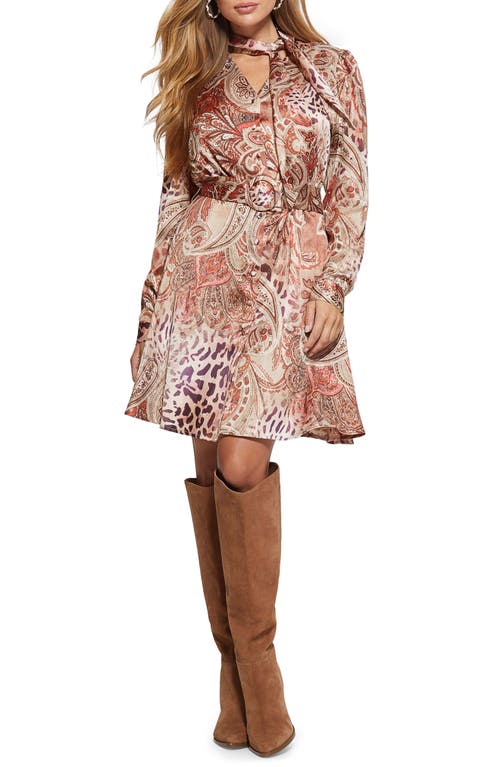 Mireille Paisley Print Long Sleeve Dress in Red