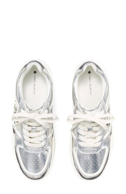 Shop Tory Burch Clover Court Sneaker In Argento/0yster Mushroom