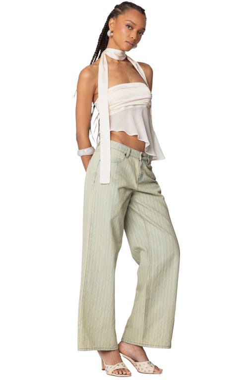 Shop Edikted Asymmetric Satin Tube Top & Scarf Set In Cream