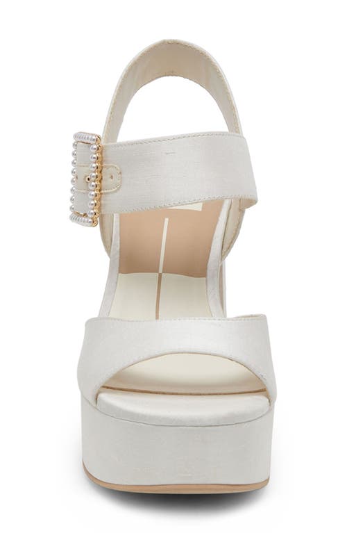 Shop Dolce Vita Bobby Imitation Pearl Ankle Strap Platform Sandal In White Pearls