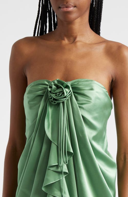 Shop Cinq À Sept Meredith Rosette Detail Silk Dress In Sea Palm