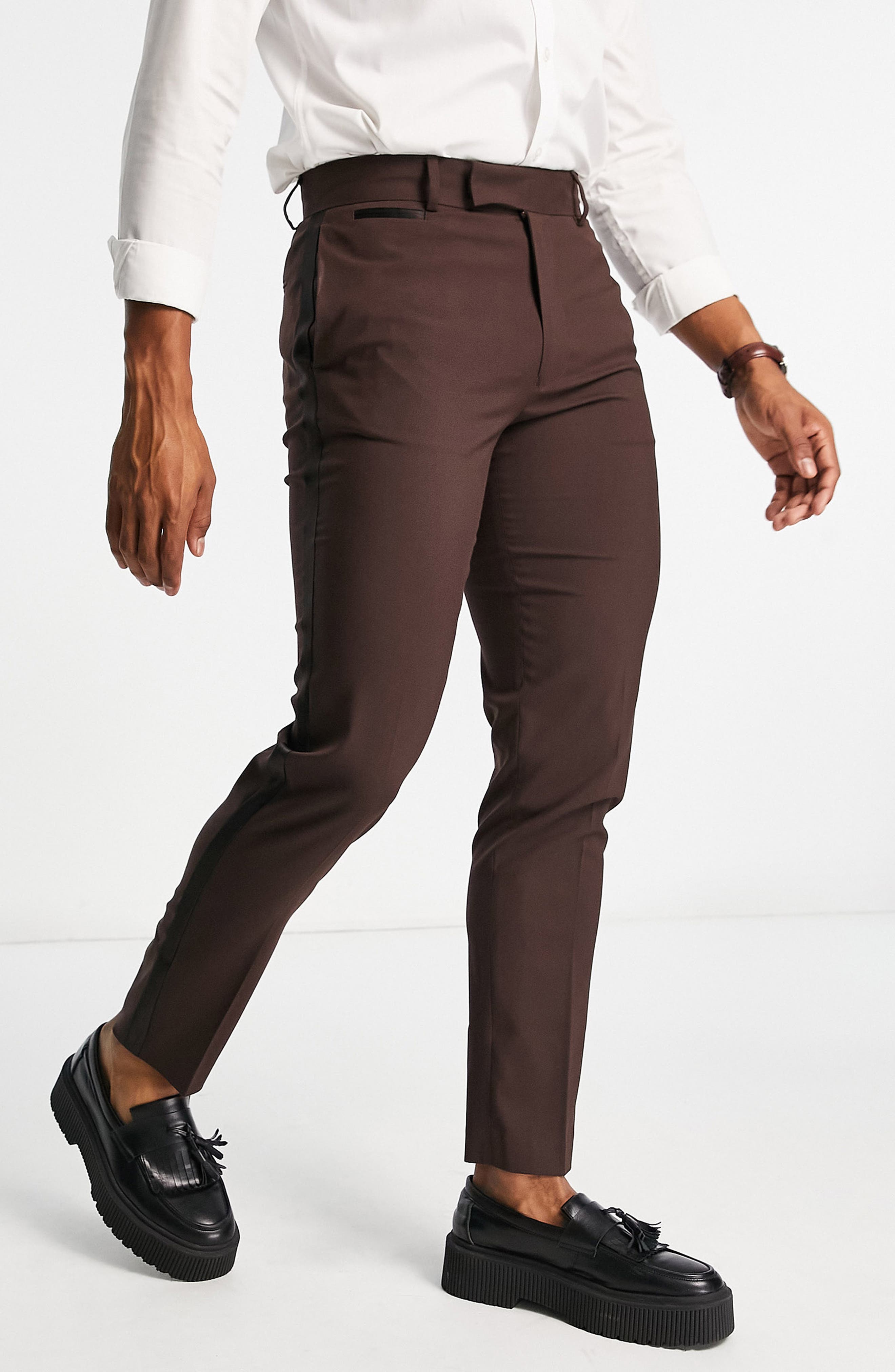 slim black suit trousers