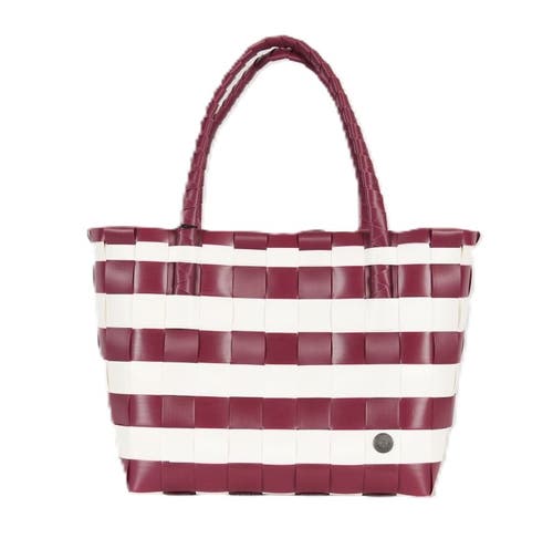 Shop Handed By Paris Spirit Recycled Tote Bags In Burgundy/white