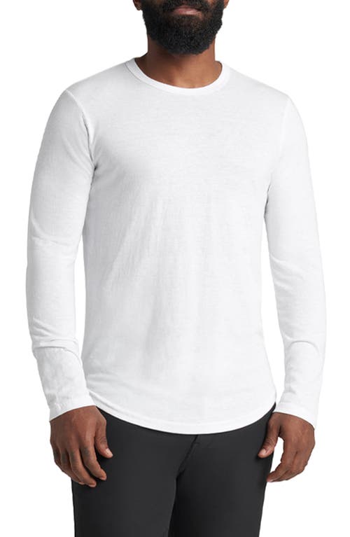 Goodlife Scallop Crewneck Long Sleeve T-Shirt in White 