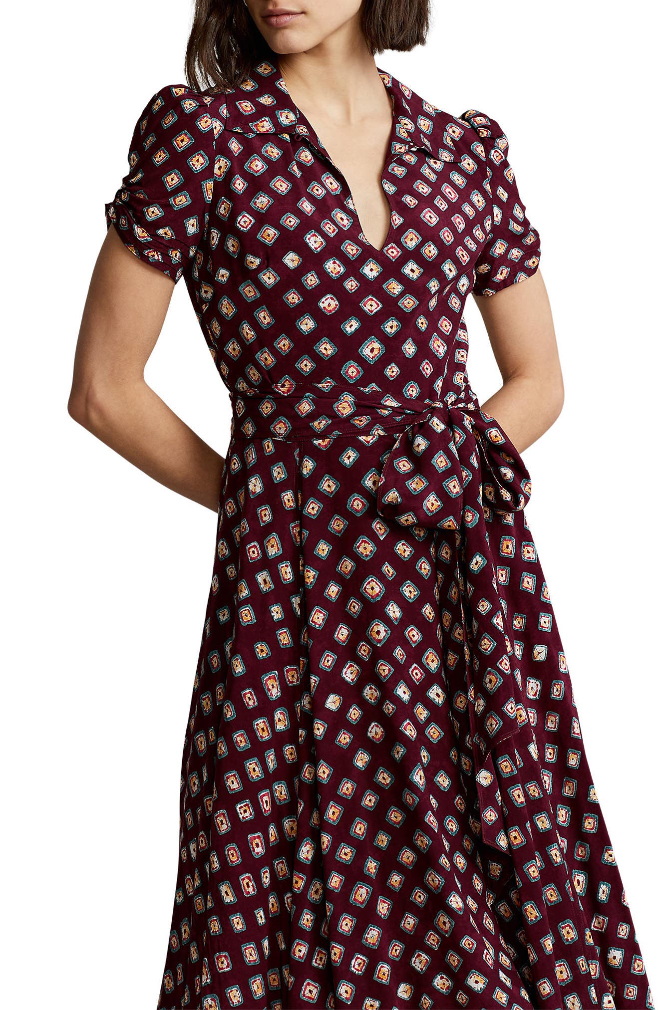 ralph lauren polka dot crepe dress