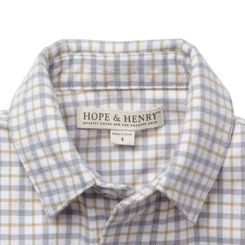 Hope & Henry Baby Boys' Organic Flannel Shirt, Infant In White/yellow