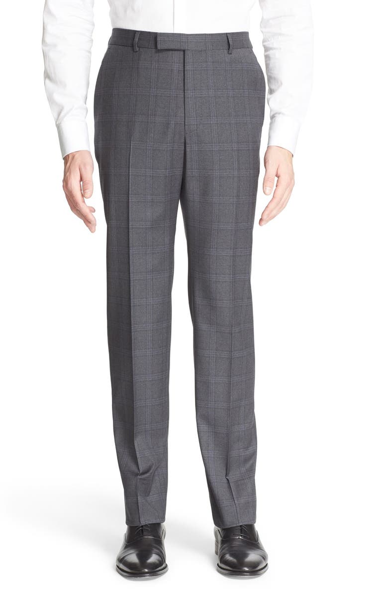 Z Zegna Flat Front Plaid Wool Trousers | Nordstrom