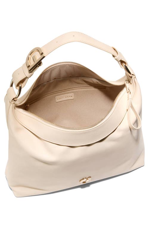 Shop Cole Haan Kamila Leather Hobo Bag In Sand Dollar