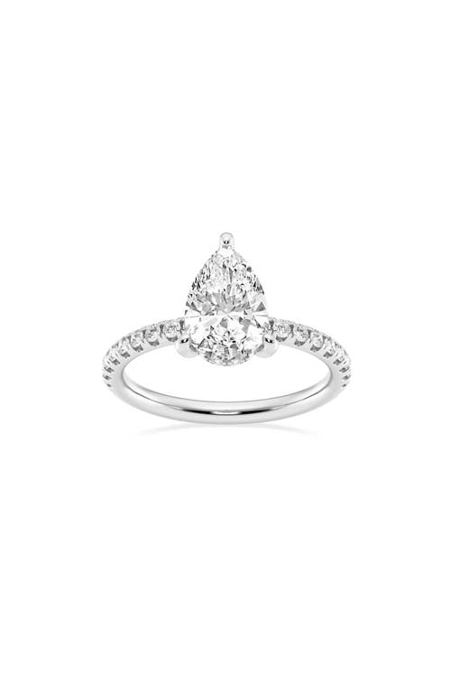 Badgley Mischka Collection 14k Gold Pear Cut Lab Created Diamond Engagement Ring In Platinum
