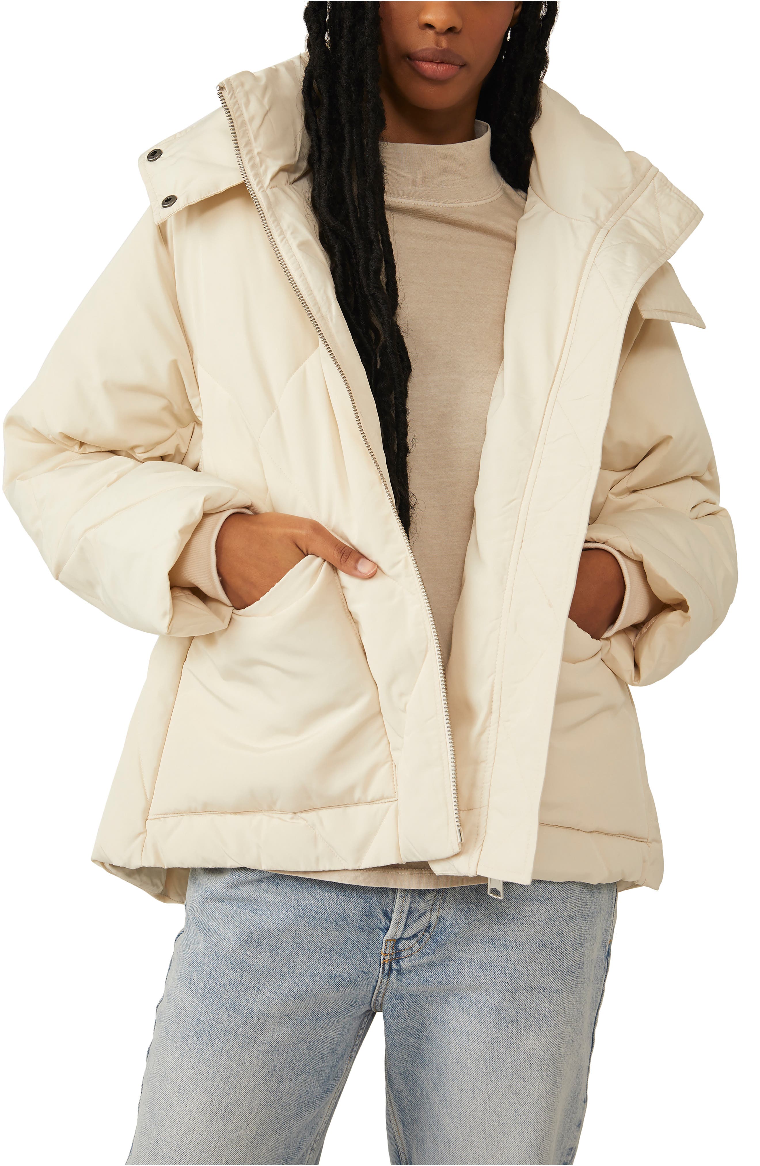 NUWFOR Womens Classic Quilted Jacket Short Bomber Jacket Coat White 