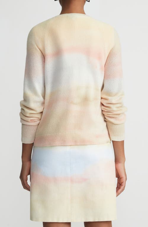 Shop Lafayette 148 New York Horizon Print Raglan Sleeve Cashmere Sweater In Straw Multi