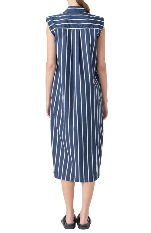 Shop Grey Lab Stripe Sleeveless Shirtdress In Blue