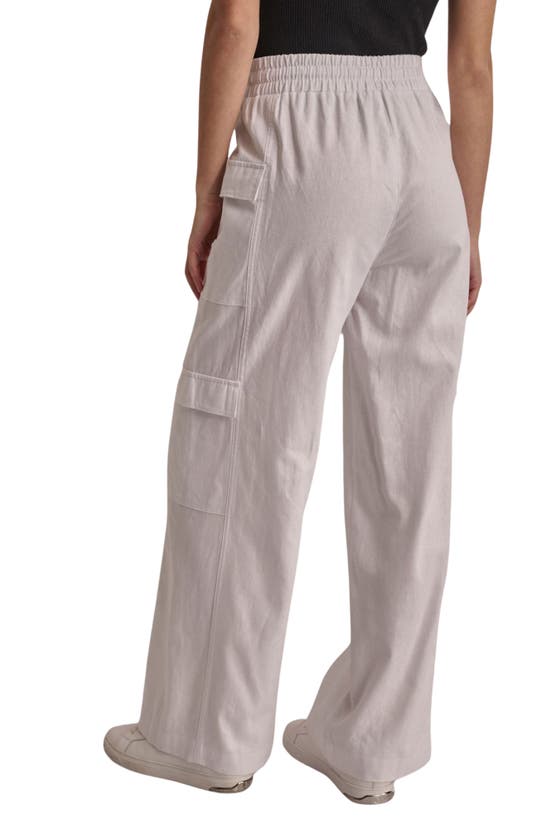 Shop Dkny Linen Blend Drawstring Cargo Pants In White