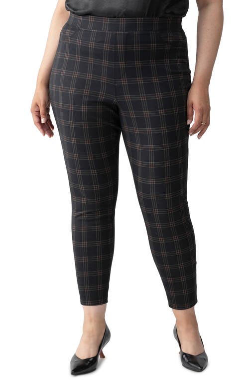 Shop Sanctuary Runway Plaid Ponte Pocket Leggings In Garnet