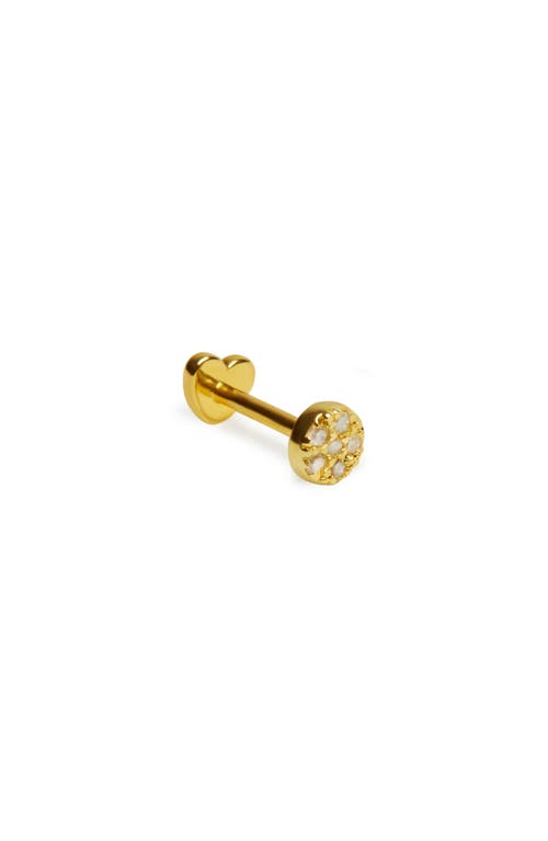 Pavé Cubic Zirconia Flatback Single Stud Earring in Gold