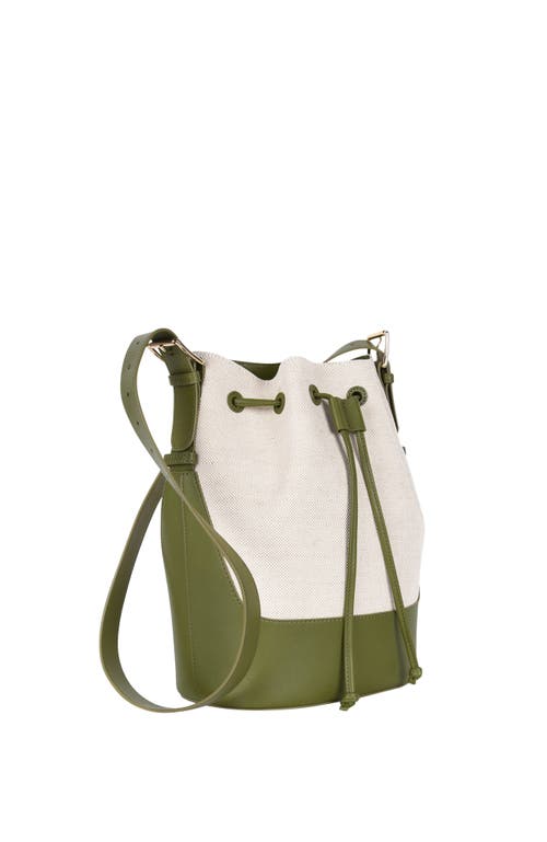 Shop Hyer Goods Canvas And Upcycled Leather Everyday Cinch Bucket Bag In Olive