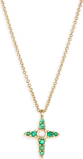 Cross necklace 2025 with emerald