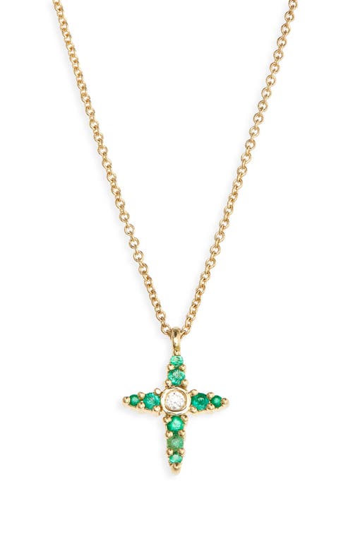 Bony Levy El Mar Emerald & Diamond Cross Pendant Necklace in 18K Yellow Gold at Nordstrom