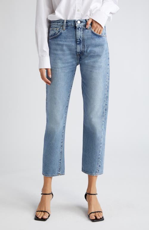 TOTEME Twisted Seam Organic Cotton Straight Leg Jeans Worn Blue at Nordstrom,