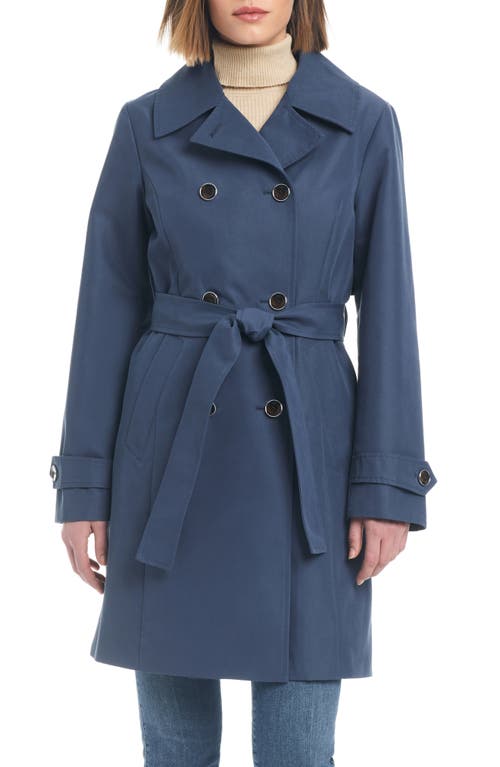 Double Breasted Trench Coat in Dusty Denim