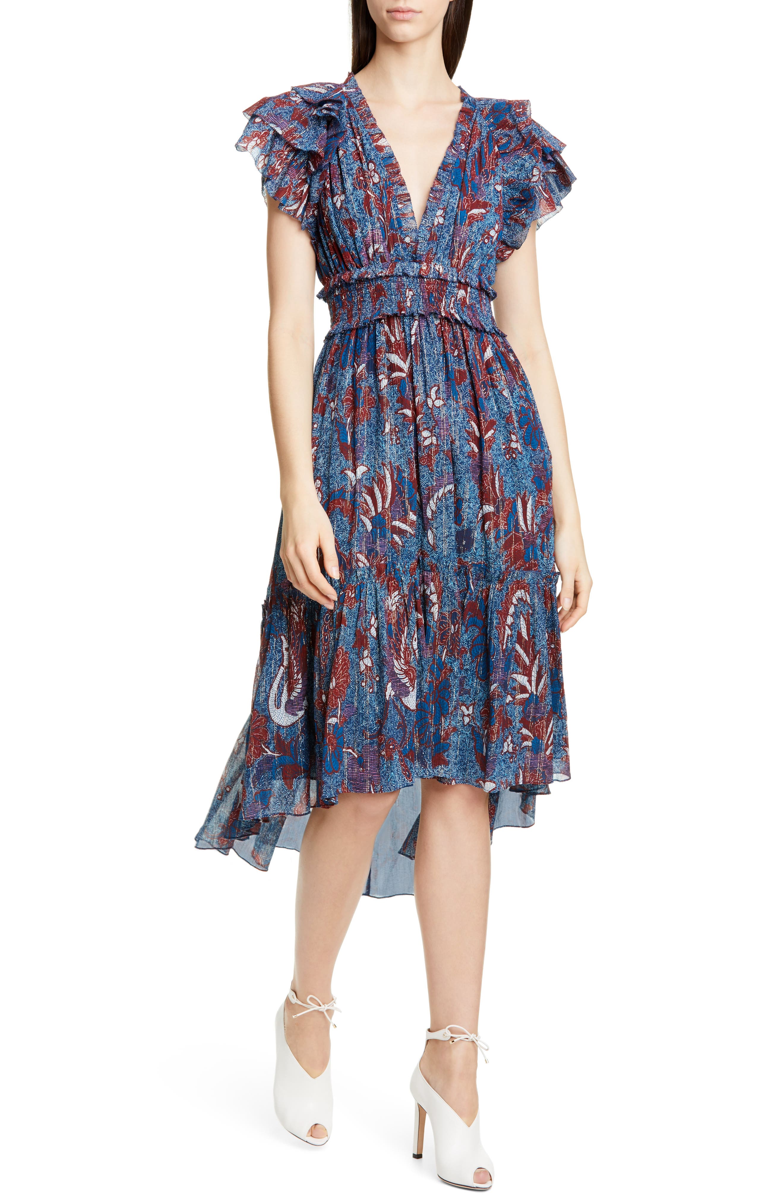 Ulla Johnson Cicely Silk Blend High/low Dress, Blue