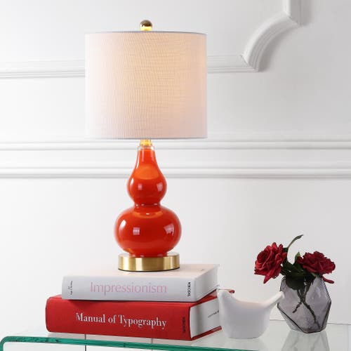Jonathan Y Anya Mini Glass Led Table Lamp In Sunset Orange