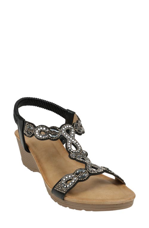 Good Choice New York Damaris Embellished Ankle Strap Wedge Sandal In Black