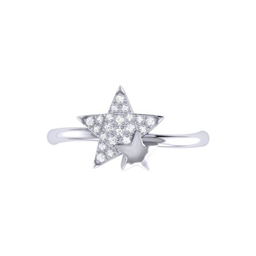 Luvmyjewelry Dazzling Starkissed Duo Diamond Ring In Sterling Silver In Silver