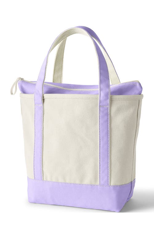 Lands' End Zip Top Canvas Tote Bag In Natural/lavender Cloud