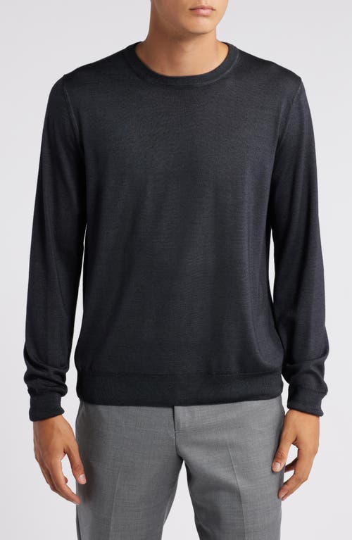 Canali Wool & Silk Crewneck Sweater in Charcoal 