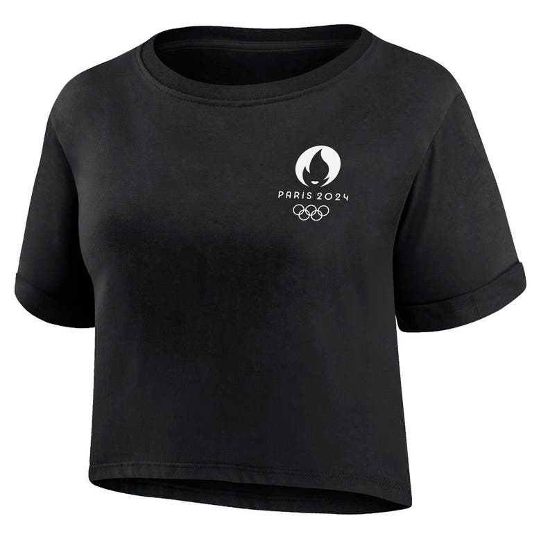 Shop Fanatics Branded Black Paris 2024 Summer Olympics Static Fashion Cropped T-shirt