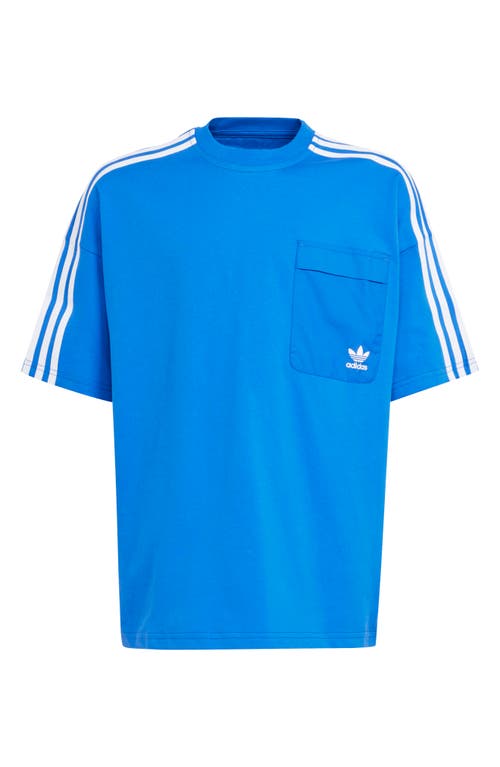 Shop Adidas Originals Kids' 3-stripes Pocket T-shirt In Blue