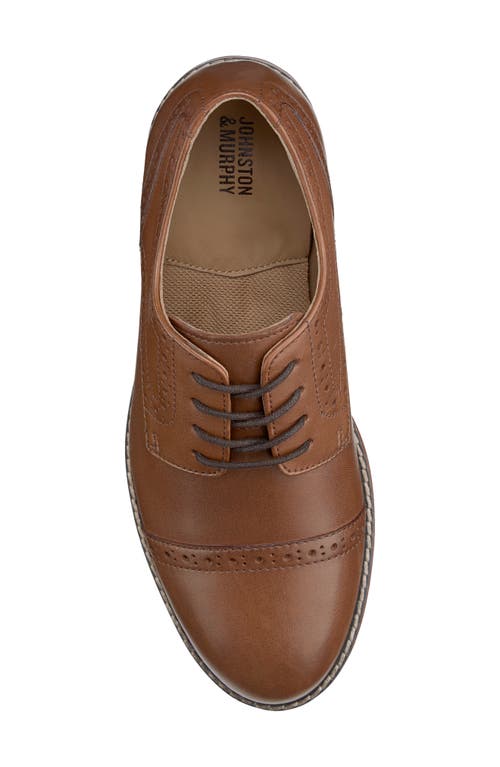 Shop Johnston & Murphy Kids' Conard Cap Toe Derby In Tan Fg Leather