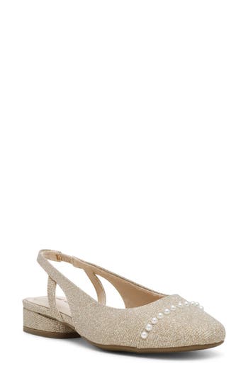 Anne Klein Charma Slingback Flat In Platinum Shimmer