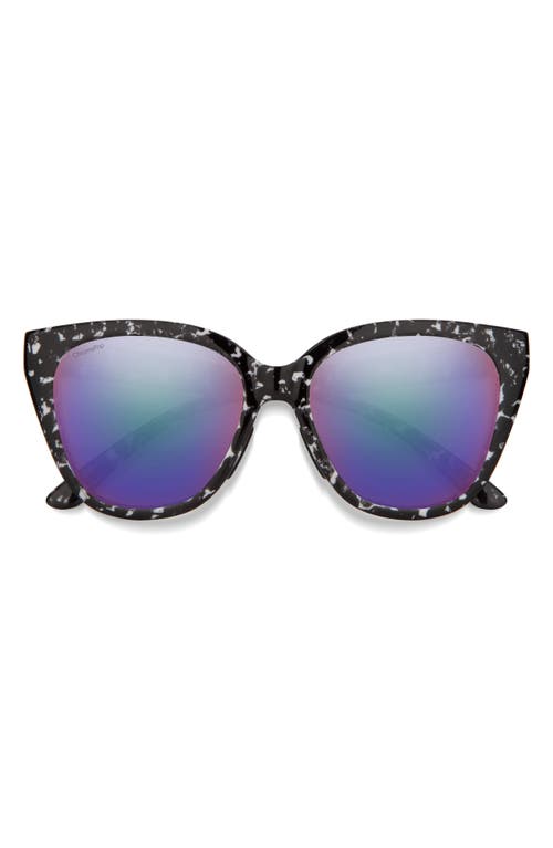 Smith Era 55mm ChromaPop Polarized Cat Eye Sunglasses in Black Marble /Violet Mirror at Nordstrom