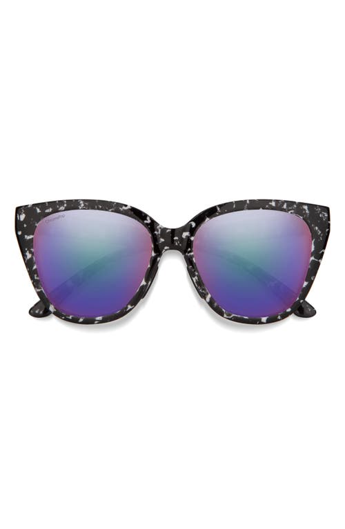 Shop Smith Era 55mm Chromapop™ Polarized Cat Eye Sunglasses In Black Marble/violet Mirror