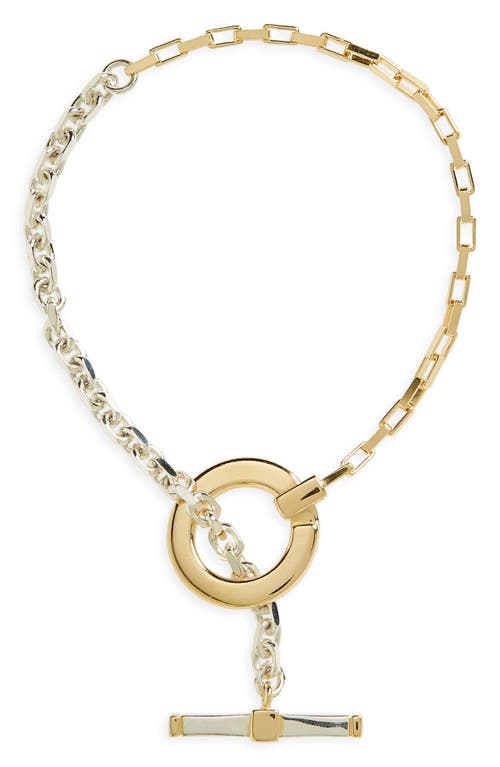 Bottega Veneta Key Chain Link Toggle Bracelet In Silver/yellow Gold