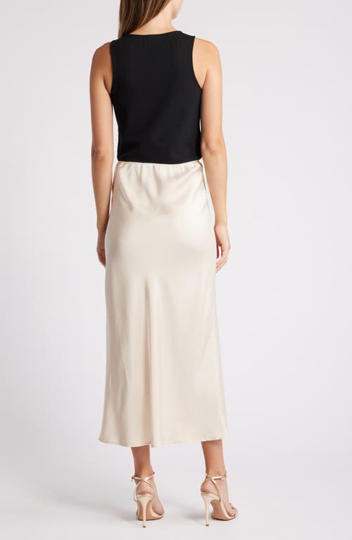 Shop Melloday Mixed Media Colorblock Sleeveless Maxi Dress In Black/champagne