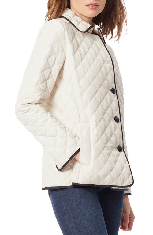 Shop Jones New York Quilted Mixed Media Coat In Jones White/jones Black