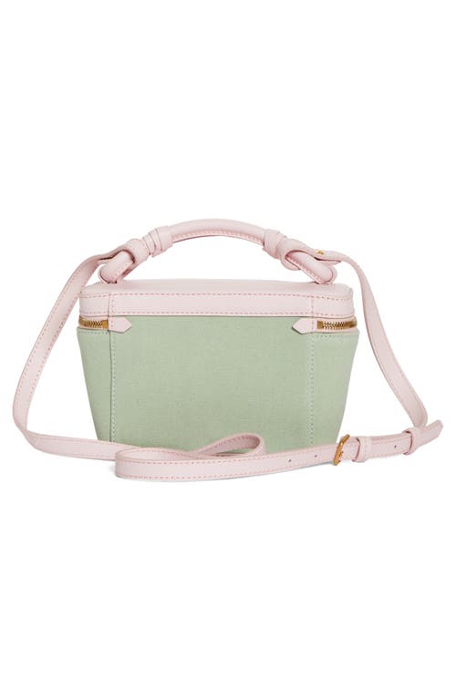 Shop Balmain B-army Logo Canvas & Leather Vanity Case Bag In Ujr Pale Green/multi