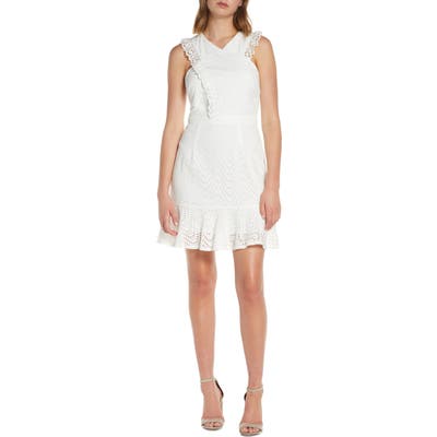 Adelyn Rae Eyelet Fit & Flare Dress, White