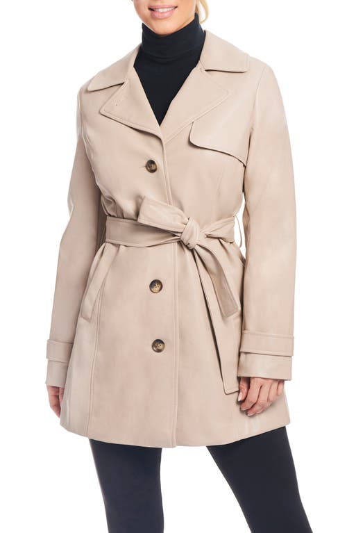 Faux Leather Trench Coat in Sawdust